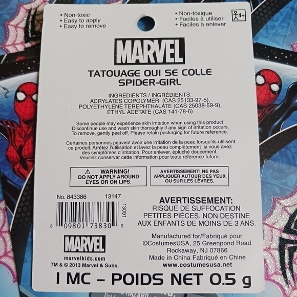 Marvel Spider Girl Stick On Tattoos - Picture 4 of 5